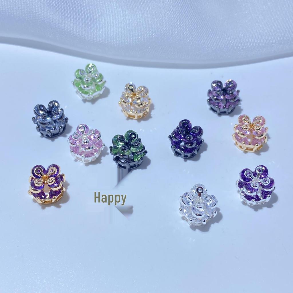14K Gold-Plated Clover Zircon Spacer Bead Pendant for DIY Jewelry