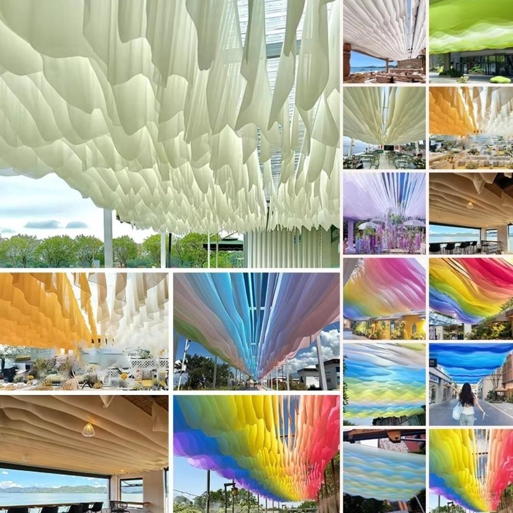 10Meter Long Wave Gauze Curtain Translucent Yarn Hanging Sash Decor Hotel Decoration