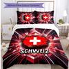 Switzerland football Printed Bedding 3 Piece Set Cozy Breathable Bed Cover Set as Housewarming Holiday Gift