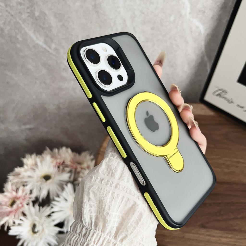 For IPhone16 Mobile Phone Case Magnetic Holder for Apple 15Promax Two-color Shield with Anti-slip Edges and Simple