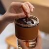 Простой стеклянный стакан с крышкой и соломинкой Прозрачная чашка для чая Стакан для сока Пивная банка Чашки для молока и мокко Кружка для завтрака и кофе