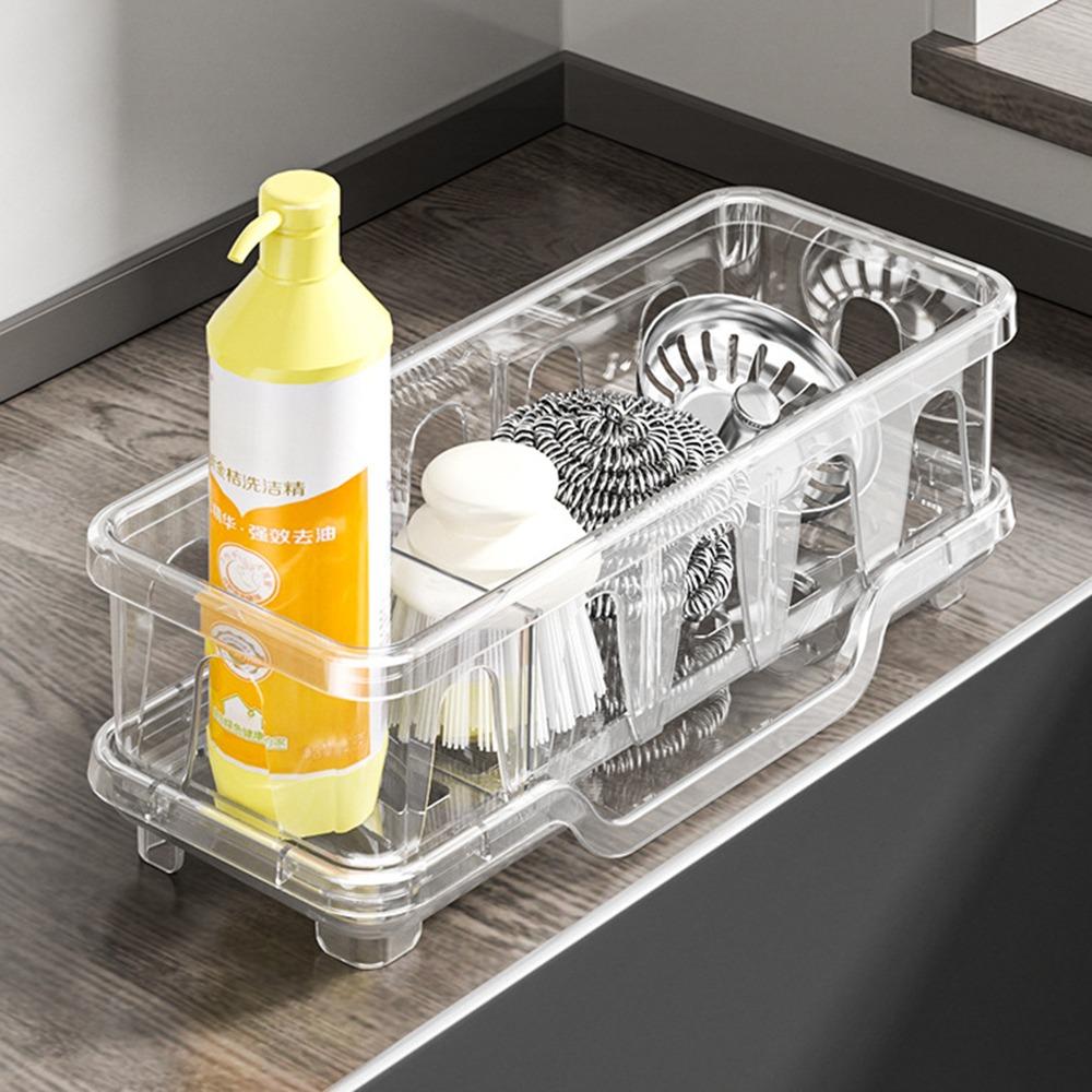 Detachable Partition Kitchen Sink Sponge Rack Moisture-proof Quick Dry Self-Draining Kitchen Sink Organizer