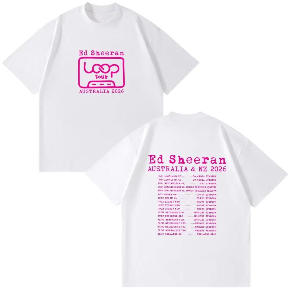 Y2k Fashion Tops Ed Sheeran Loop Tour Australia and New Zealand 2026 Tour Merch Summer T Shirts Cotton Print Clothing Fan Gifts