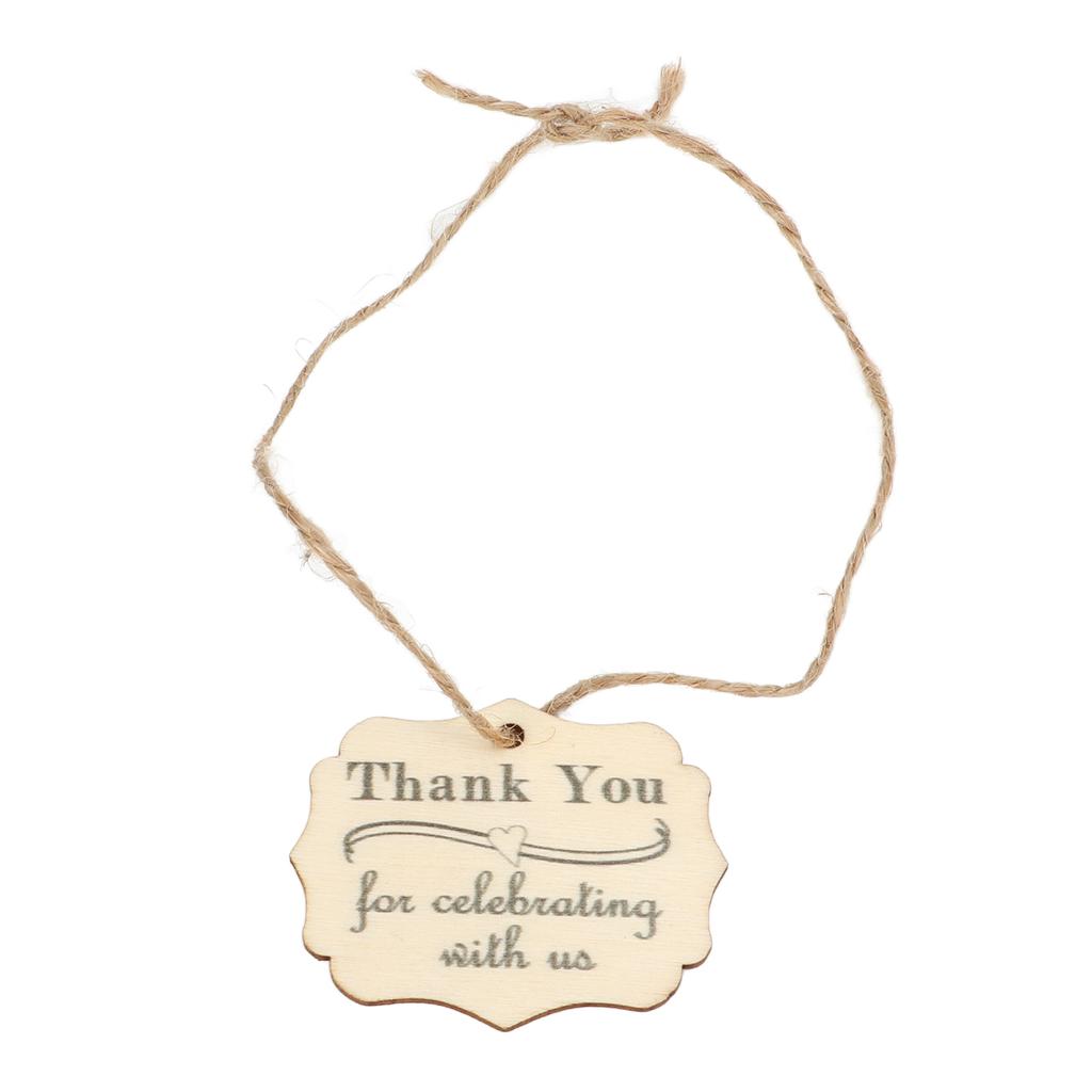 20 Sets Wood Thank You Tag Crafts Wooden Thanksgiving Gift Wrapping Tag Card Decoration with Rop