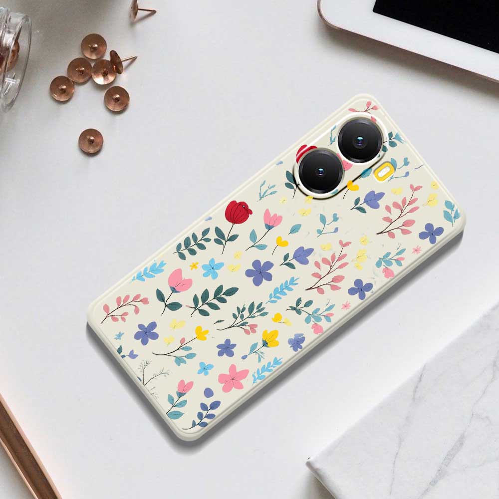 For Xiaomi Redmi Turbo 4 5G/Poco X7 Pro 5G Case Colorful Flower Branches Pattern Printing Straight Edge TPU Phone Back Cover