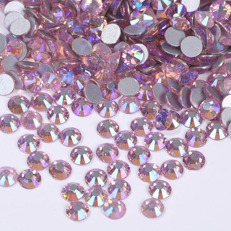 Цветной АБ Хрусталь Плоское Дно Сверло Круглое Сверло для Ногтей Сделай Сам Красочные Украшения для Ногтей