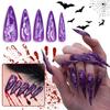Women's Halloween High-end Fashion Wear Nails Purple Manicure Nail Tips(Glue 2ml)