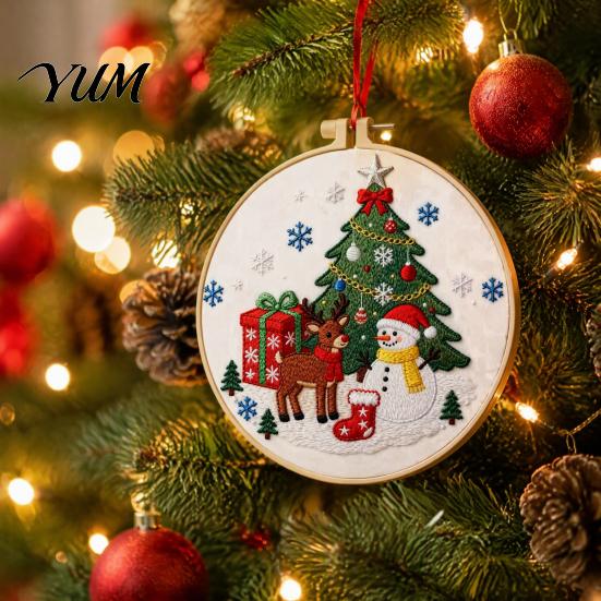 Christmas Gift Ideas Embroidery Kit, DIY Holiday Ornament Craft Xmas Tree Box Pattern, Supplies Festive Needlework Sewing Kit for Adults Teens,
