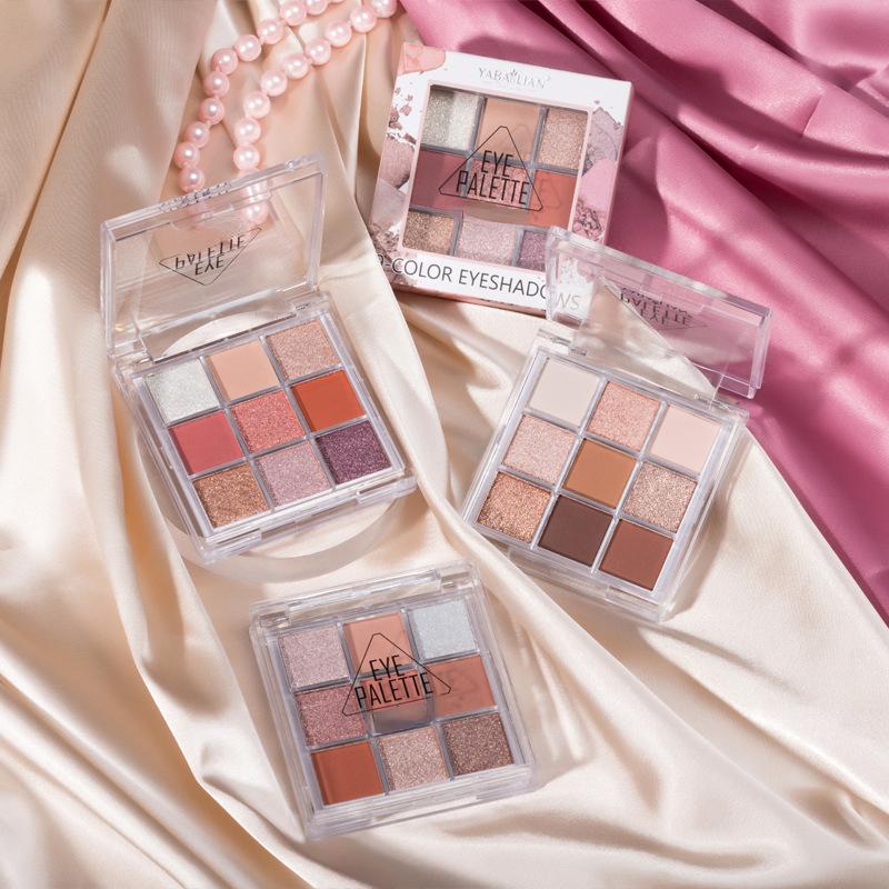 9-Color Glitter Eyeshadow Palette Pink Pearly Eyeshadow Palette Korean Charming Eye Makeup Palette Shiny Eye Shadow Eye Pigments