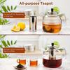 Elegant 52oz Glass Teapot with Stainless Steel Infuser – Stovetop Safe Hand-Crafted Kettle for Loose Leaf & Blooming Tea Ideal for Home & Hospitality