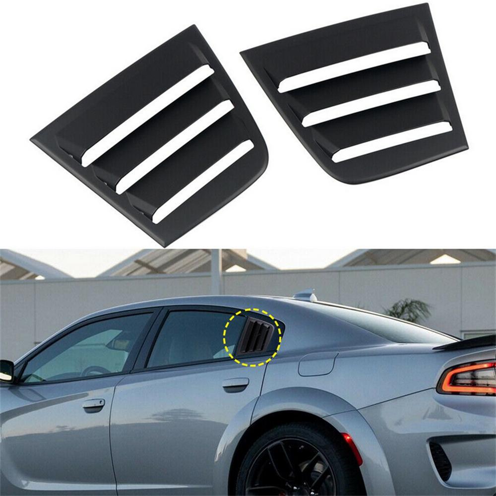 2Pcs Rear Side Window Vent Louver Cover For Dodge Charger 2011-2021 Glossy Black