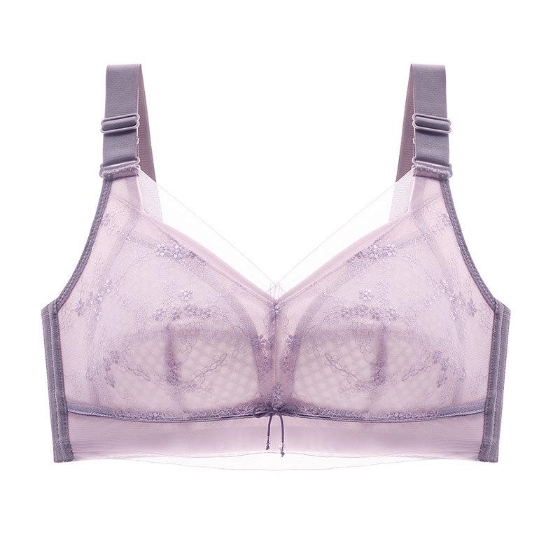 Women's Non-Magnetic, Thin, Large-Size Bra: Breast Reduction, Slimming, Anti-Sagging, No Steel Ring, Side Collection Design.