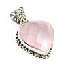 Natural Rose Quartz Gemstone 925 Solid Sterling Silver Jewelry Pendant 1.3" N1l68