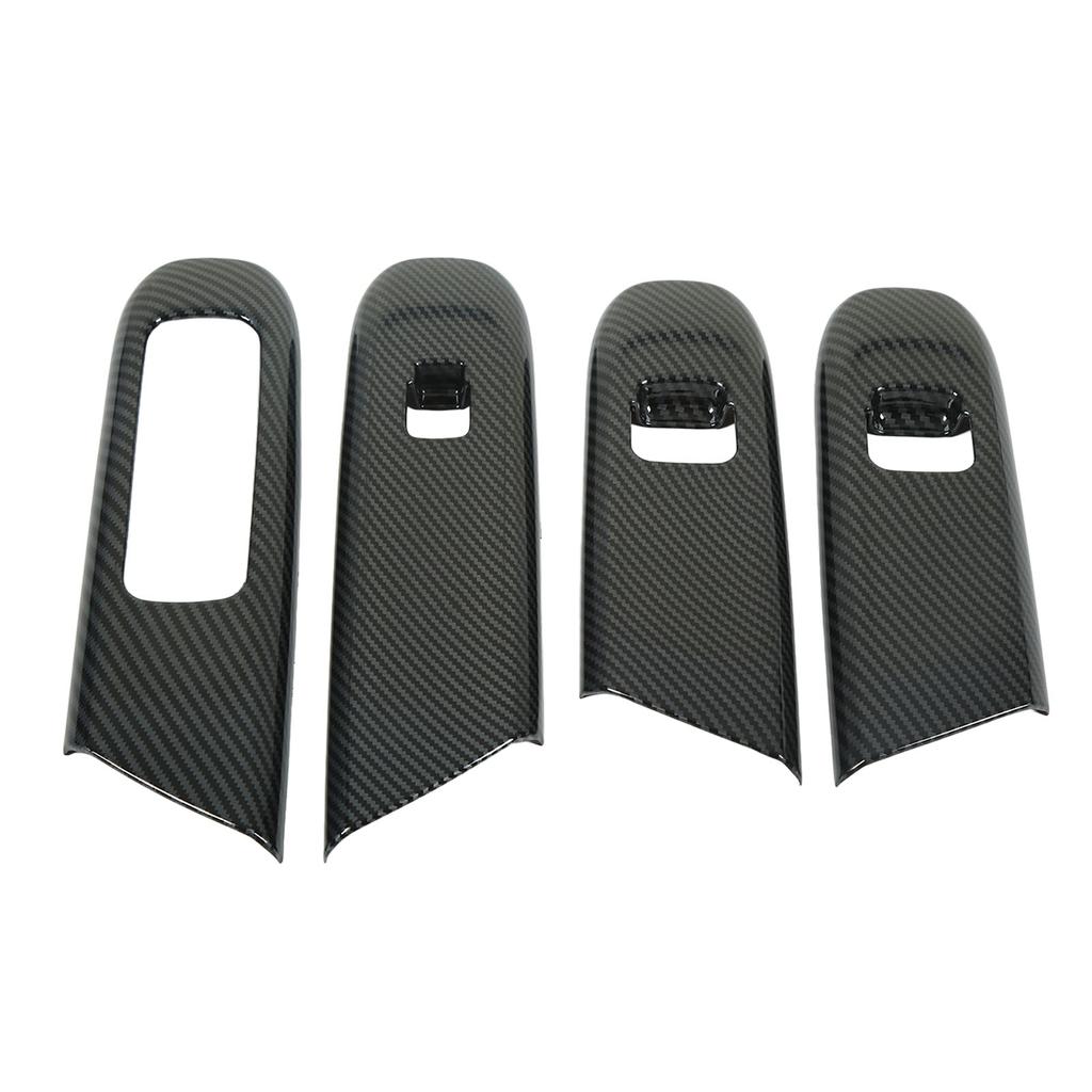 4 Pcs Door Window Control Panel Cover Carbon Fiber Style Window Lifter Decor Replacement for Mercedes‑Benz C‑class W206