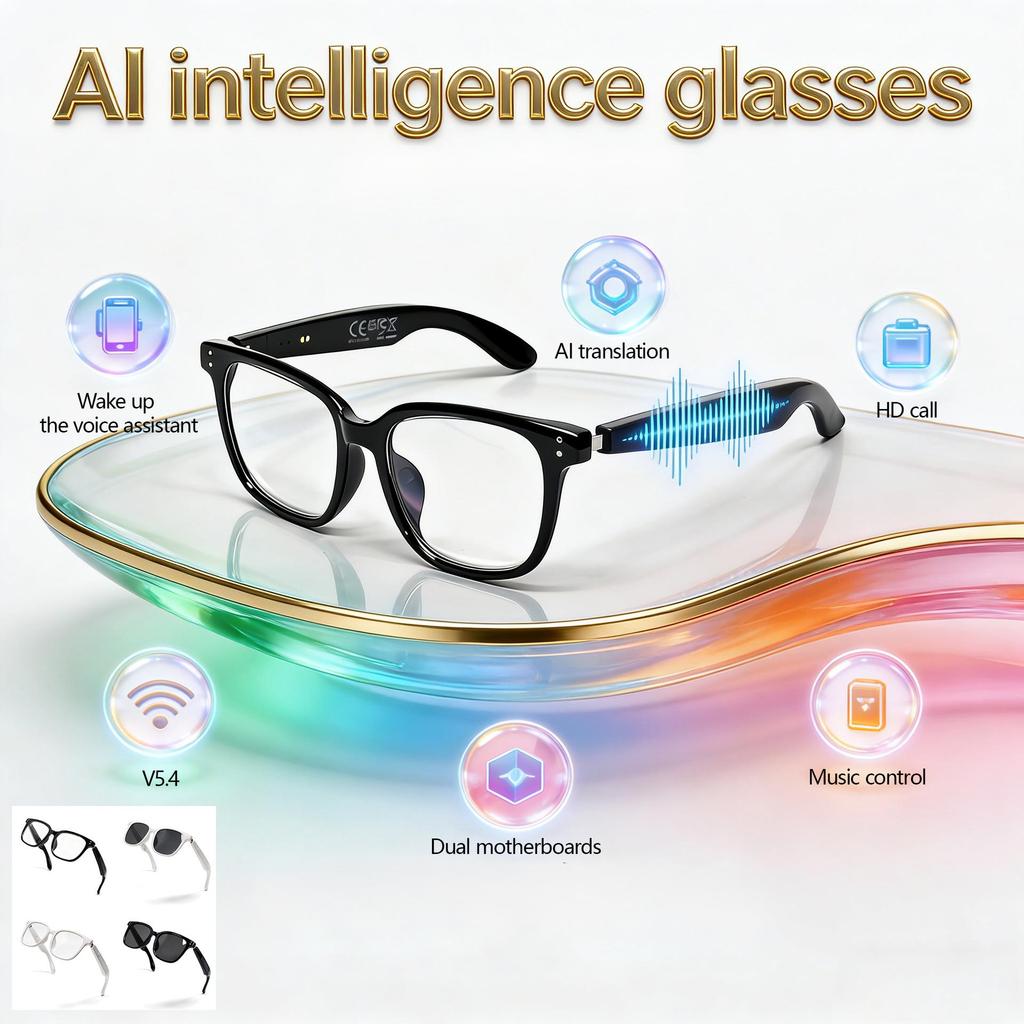 Smart AI Bluetooth Sunglasses: Real-time Translation in 100+ Languages, Music & Calls