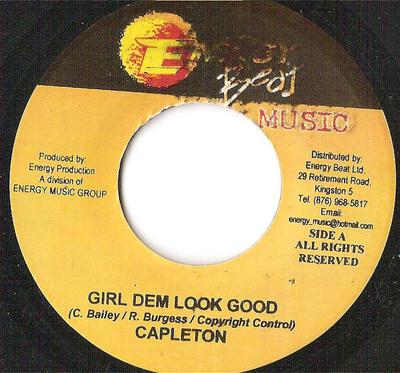 7-дюймовая пластинка CAPLETON / TAMONE - Girls Dem Look Good / Done With The NONE Energy Beat Mus 2005 Ямайка Регги, Ска и Даб Б/У