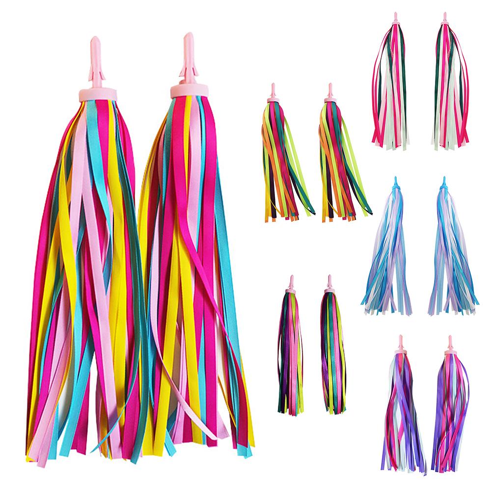 2 PCS Kid's Rainbow Bike Streamers For Girls Boys Children's Tassel Scooters Ribbons Bike Handlebar
