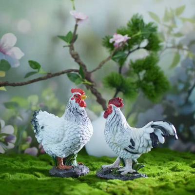 Пасторальные статуэтки петуха и курицы из смолы для сада