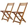 VidaXL 2x Bistro Chair Solid Acacia Wood Foldable Garden Chair 44012