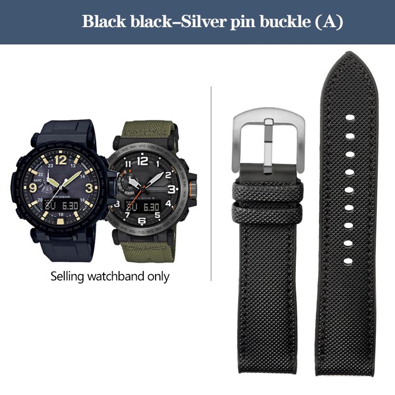 Нейлоновый ремешок для часов с резиновым низом для серии Casio PROTREK PRG-600YB PRG-650 PRW-6600, парусиновый силиконовый ремешок для часов, спортивный ремешок 24 мм