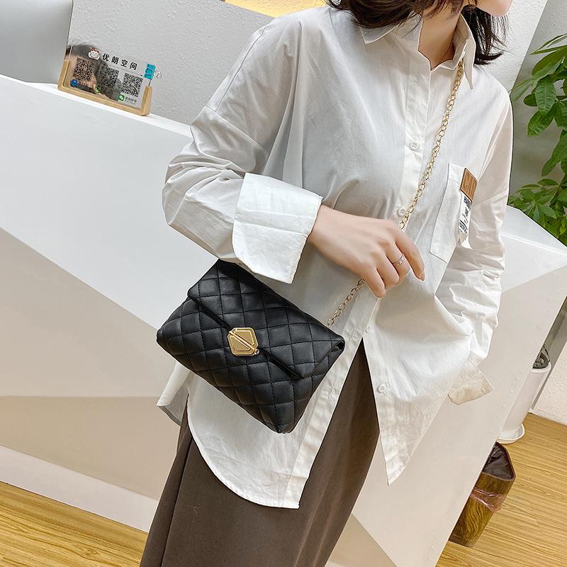 Diamond Lattice Shoulder Bag For Women Pu Leather Flap Crossbody Bag Female Luxury Chain Messenger Pack Handbag And Purse Quality