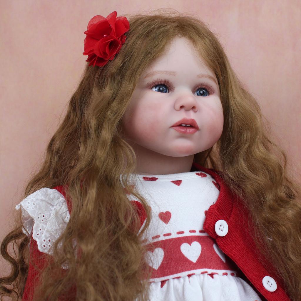 70 см 3D краска для кожи, мягкая силиконовая кукла реборн, игрушка, ткань, тело, реалистичные длинные волосы, платье принцессы для девочек, платье для малышей, арт Bebe