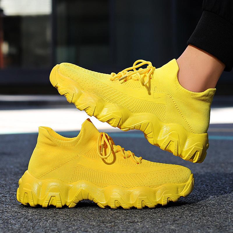 Мужские спортивные туфли больших размеров с дышащим носком из материала Flyknit - Повседневные кроссовки на шнуровке