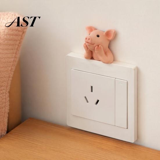 Decorative Switch Plates for Kids 3D Cute Animal Light Sticker, Cartoon Pig Cat Mermaid Frog Wall Adhesive Decor Stickers Stickers, Self?Adhesive
