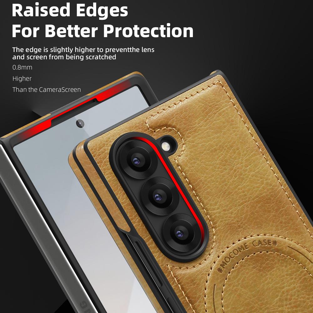 KEYSION Роскошный чехол из искусственной кожи с магнитным креплением для MagSafe для Samsung Galaxy Z Fold 6 5 4 3 5G с подставкой и беспроводной зарядкой