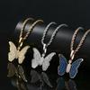 New Hip-hop Zircon Small Butterfly Pendant Hipster Copper Electroplating 18K Gold Solid Necklace Jewelry