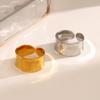 LATS Multiple Styles Stainless Steel Geometric Texture Wide Rings for Women Men Irregular Gold Wedding Ring Punk Jewelry