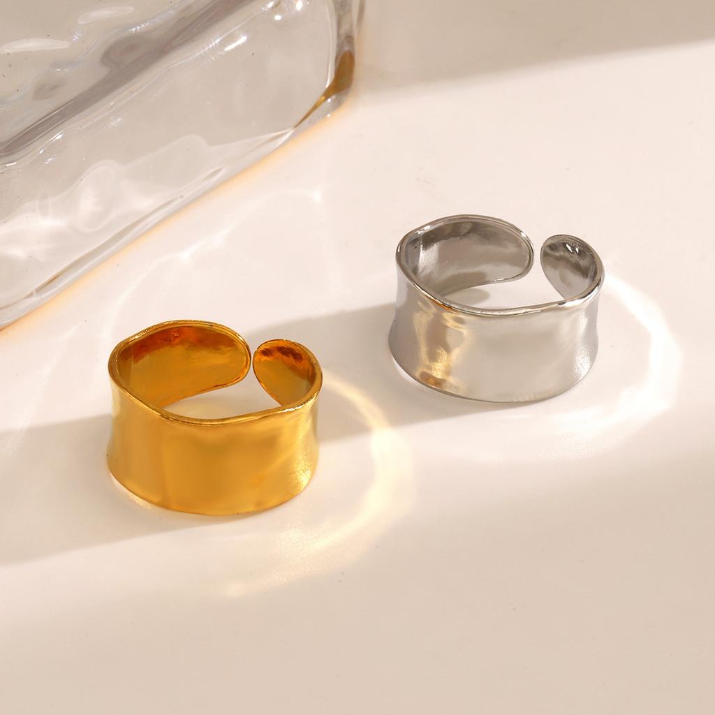 LATS Multiple Styles Stainless Steel Geometric Texture Wide Rings for Women Men Irregular Gold Wedding Ring Punk Jewelry