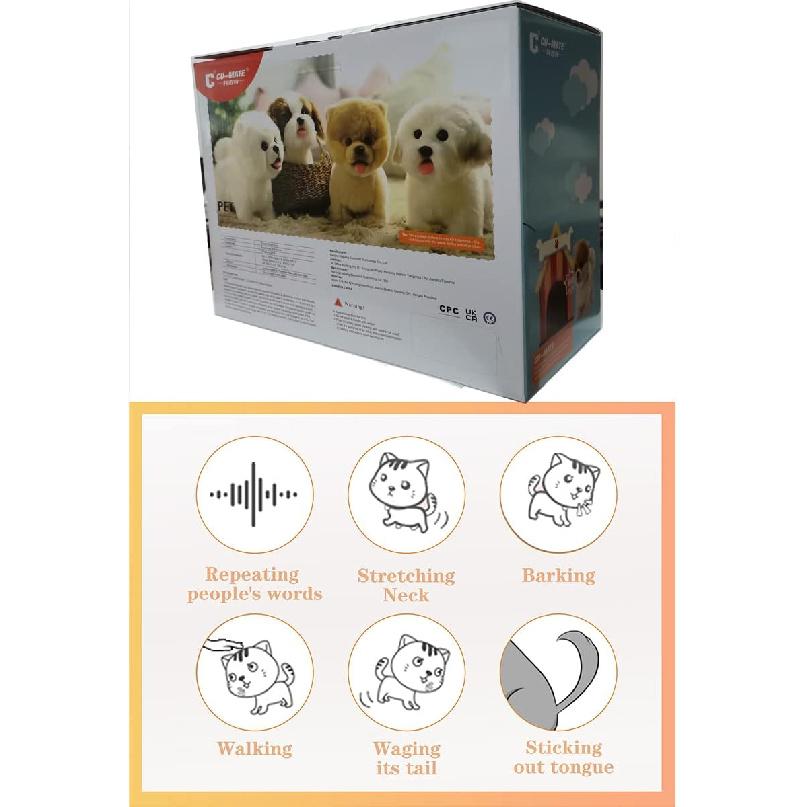 Plush Interactive Maltese Simulation Dog- Puppy Dog Toy for Kids-with Walking, Barking, Wagging Tail & Talking- Robotic Present Pet Toy for Toddler