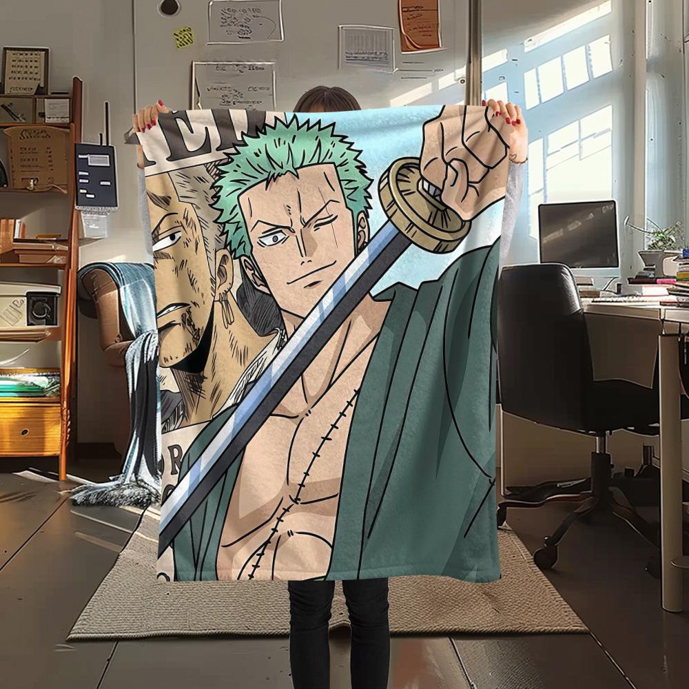 One Piece Roronoa Zoro Flannel Blanket, High quality Comfortable for All Seasons, Home Decor, Warmth and Comfort