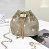 New Trendy and Stylish Handbag for Women, Textured Diamond Shoulder Bag, Fashionable Chain Bag, Diagonal Water Bucket Bag