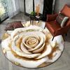 Luxury Golden Rose Pattern Round Shape Floor Mats Kitchen Hallway Runner Rug Bedroom Living Room Soft Carpet Non-slip Area Rug