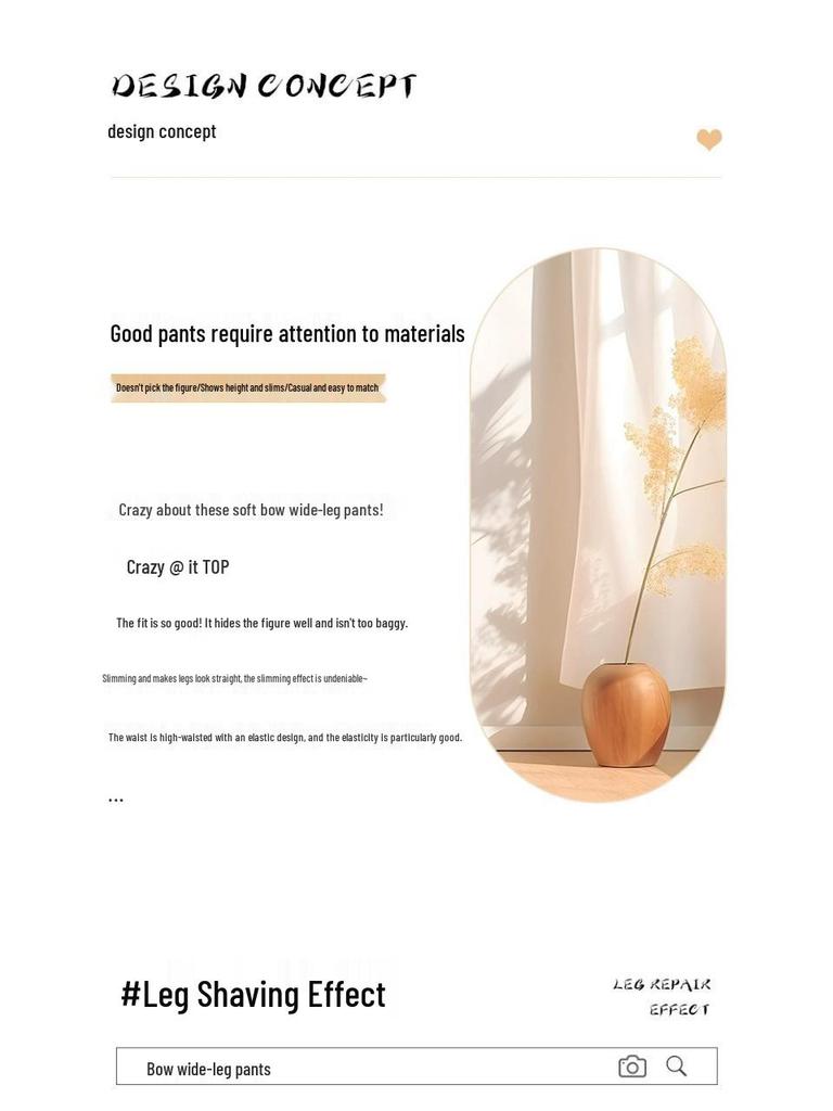 Корейские ретро брюки с бантом, с высокой талией, широкими штанинами, из шелковистой ткани для женщин