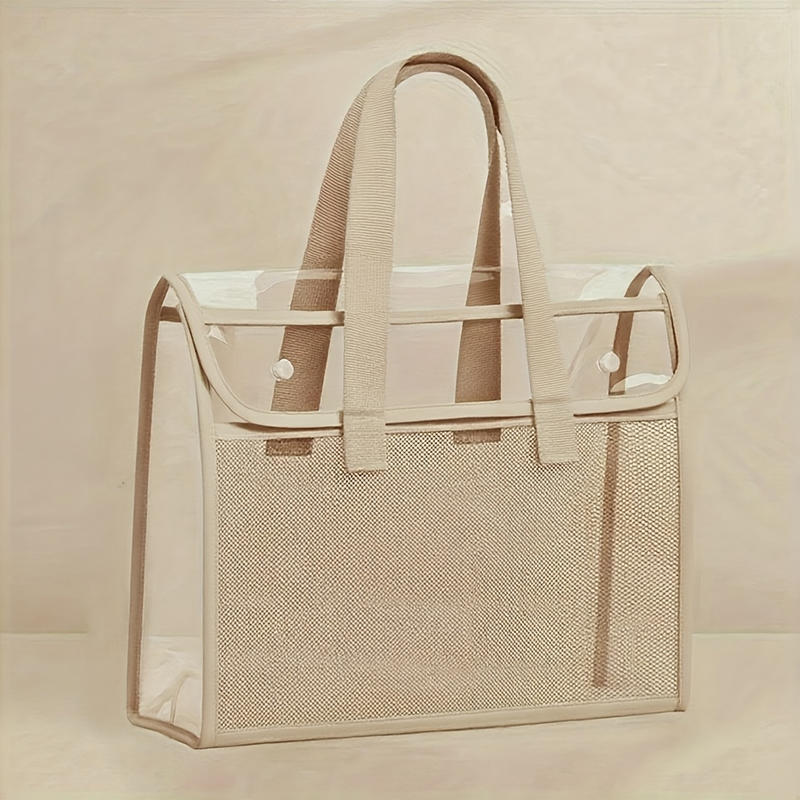 PVC Self-Adhesive File Bag Large Capacity Transparent Waterproof Handheld Folder Portable Expandable File Storage Bag