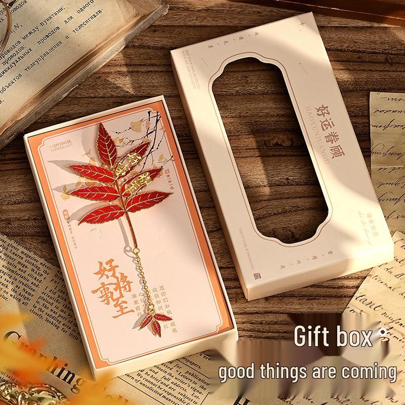 Изысканная металлическая закладка в стиле ретро с листом гинкго - Идеальный культурный подарок для студентов