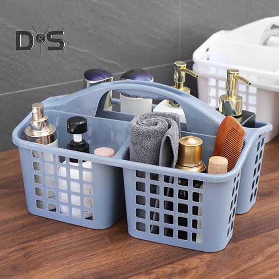 Корзина для хранения в ванной комнате, разделенная сеткой, большая емкость, полипропиленовый пластик, портативный полый домашний органайзер