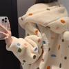 Danmo Dot Robe для женщин, ночная рубашка, зимняя ночная одежда, теплая флисовая пижама, цельная ночная рубашка с капюшоном и длинными рукавами, домашняя одежда