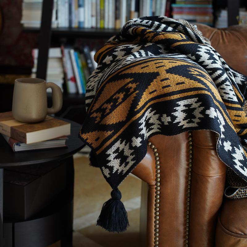 Bohemian Knitted Wool Sofa and Bed Blanket