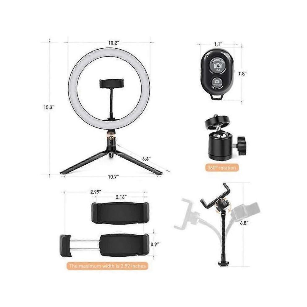 18” Ring Light with Tripod & Phone Holder - Dimmable LED Desk Light for Makeup, Videos & Live Streaming