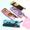Блестящий двухцветный пенал русалки, сумка-органайзер для наушников и кабелей для передачи данных, для студентов
