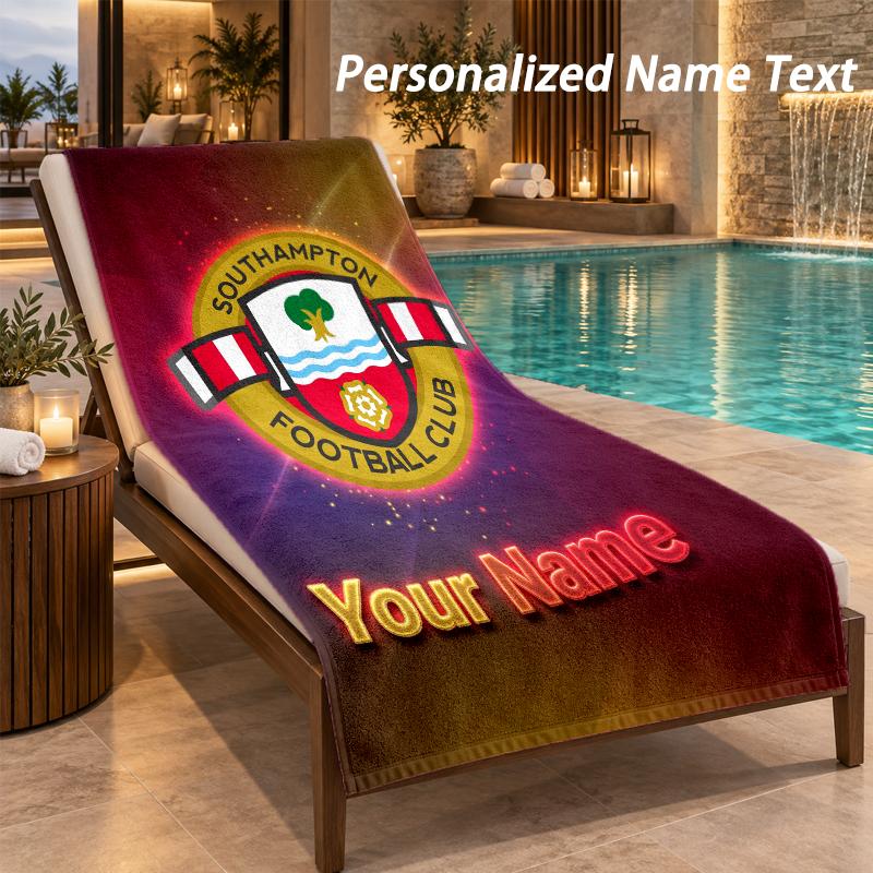 Custom Text Southampton FC Print Beach Towel Large Towel For Home Bathroom Beach