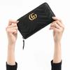 Gucci Коллекция GG Marmont Кошелек женский из стеганой синтетической кожи с длинной молнией и золотым логотипом Marmont, черный
