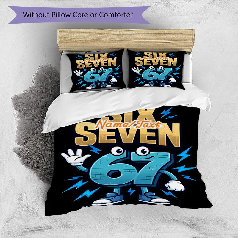 3PC Custom Name "Six Seven Adventure" Bedding Set Printed Bedding Set Duvet Cover Closure Includes 1 Duvet Cover & 162 Pillowcases for Bedroom
