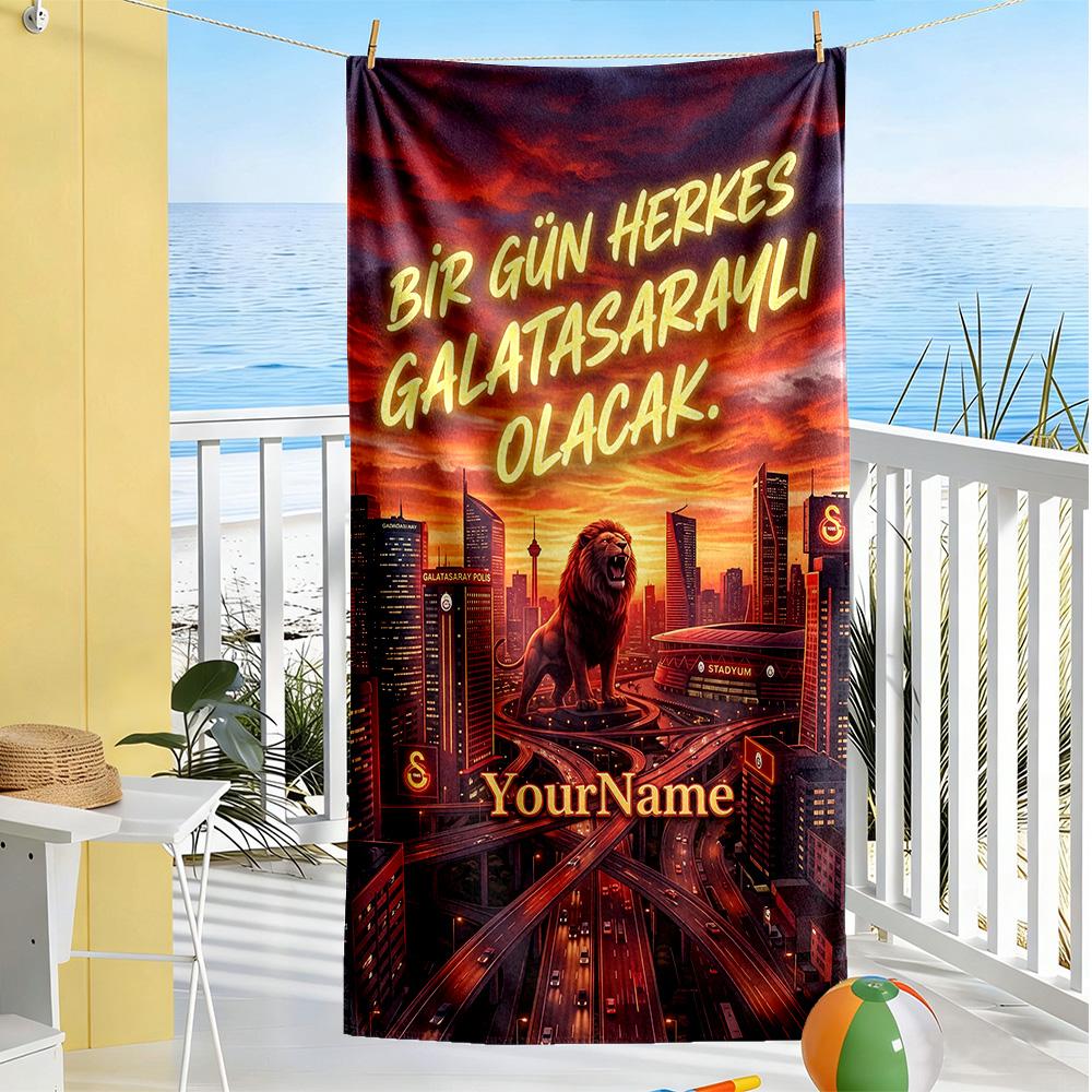 Galatasaray Customizable Name Beach Towel High Absorbency Quickdry Portable For Swimmingbeachcamping Travel Beach Accessoriesgym