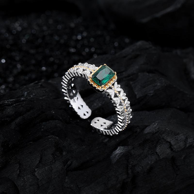 Кольцо с маленьким кубиком сахара из стерлингового серебра 925 пробы, женское, золотое, кружевное, светлое, роскошное, нишевое, дизайн, открытое, на указательный палец, ретро-стиль