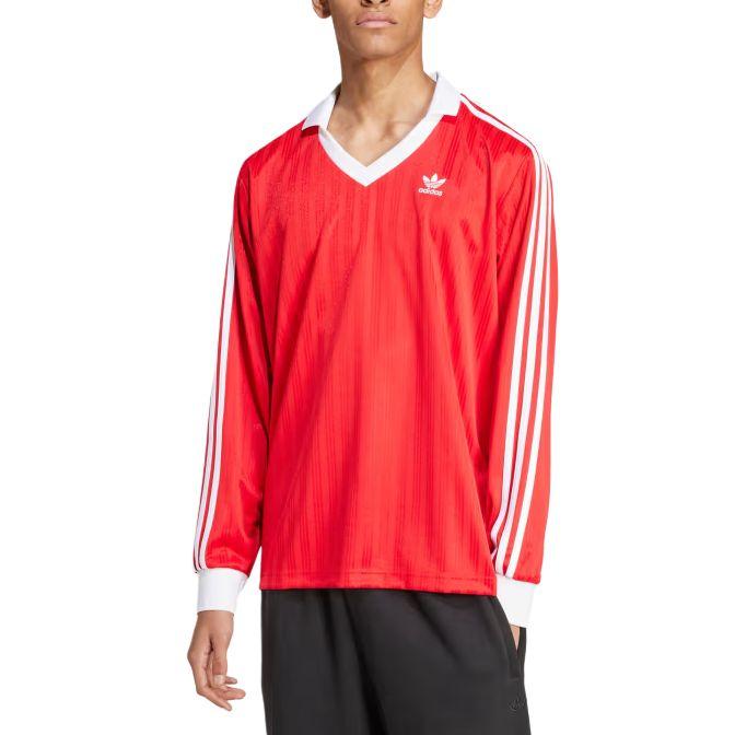 adidas Оригинальная футболка-поло Adicolor Piqué Striped Pattern Casual Sports с длинным рукавом для мужчин, цвет Crimson IX5226